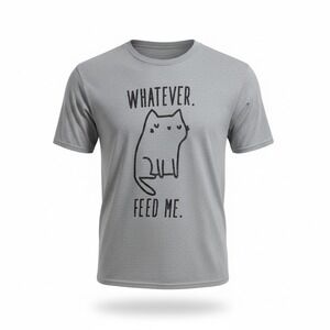 Gilden Mens Graphic T SHIRT  SZ SM Grey "Feed Me"